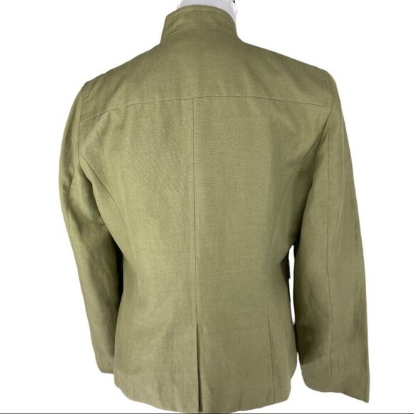 Talbots Women's Green‎ Silk Linen Mandarin Collar Button Up Luxury Blazer 10/C39 - Picture 5 of 14